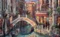 Canal de Venecia sobre el puente paisaje urbano escenas de la ciudad moderna